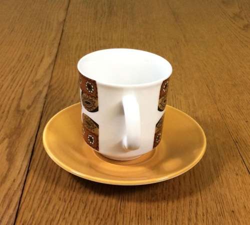COFFEE DUO J and G MEAKIN STUDIO ENGLAND MAORI PATTERN RETRO SAUCER CUP 1960`s Espresso.