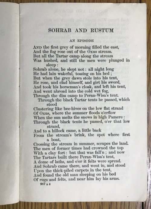 SOHRAB and RUSTUMAN EPISODE Oxford Plain Texts Matthew Arnold Oxford University Press POETRY POEMS.