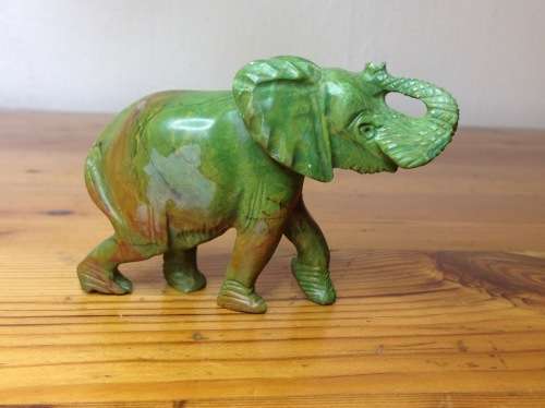 ELEPHANT=VERDITE=CARVED=GREEN=BROWN=UNBELIEVABLE COLOURS!!=GREAT CONDITION.