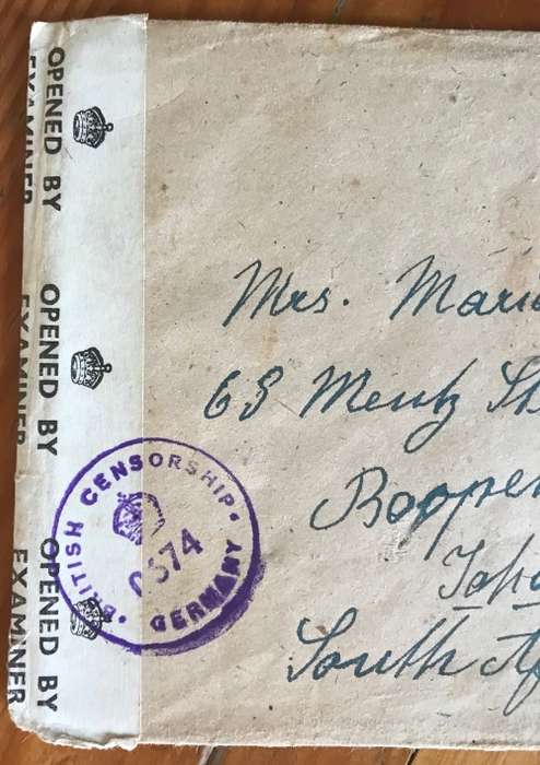 BRITISH CENSORSHIP 0674 GERMANY to SOUTH AFRICA JOHANNESBURG 1947 OPENED BY EXAMINER 9257 WWII.