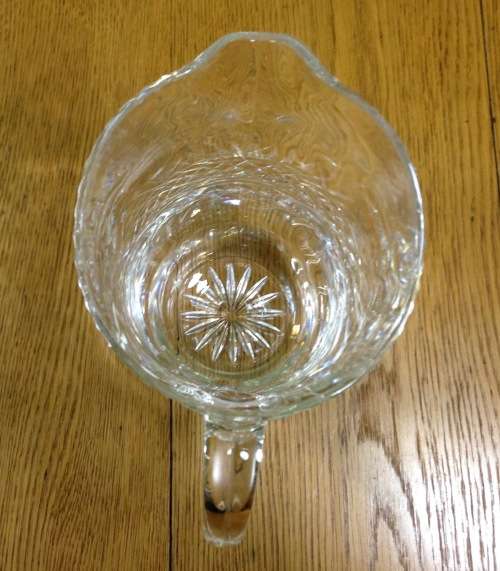 JUG=PITCHER=CUT GLASS=PRESSED PATTERN=VERY HEAVY!!====STUNNING!!!!