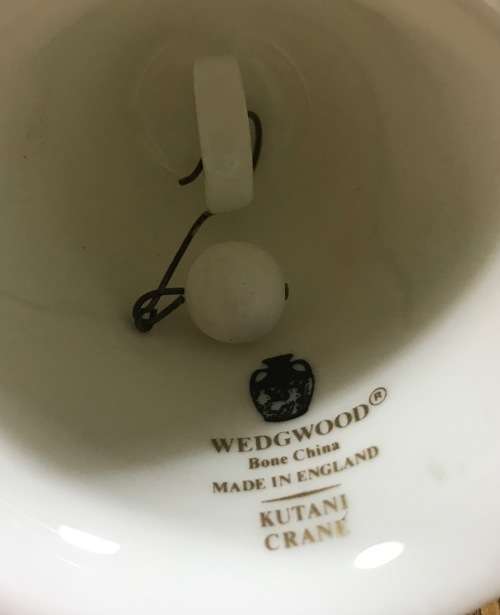 WEDGWOOD TABLE BELL PORCELAIN BONE CHINA ENGLAND KUTANI CRANE ORIGINAL CLAPPER!! BIRD FLOWERS POND!
