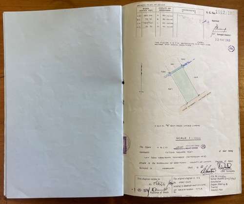 1984 DEED OF TRANSFER GREYTOWN NATAL NEL + STEVENS REVENUE STAMPS R2 + 50 cents UMVOTI GENERAL PLAN.