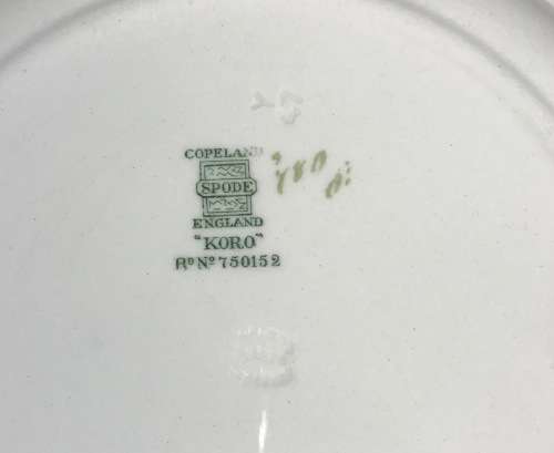 COPELAND SPODE ENGLAND KORO PATTERN SQUARE CAKE PLATE BORDER of FLOWERS FLORAL 1920-57