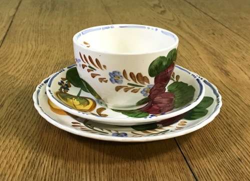 BELLE FIORE TEA TRIO SIMPSONS POTTERIES CHANTICLEER + SOLIAN WARE COBRIDGE ENGLAND FLOWERS COLOUR! 3