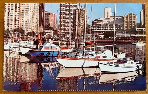 POSTCARDS X 3 SOUTH AFRICA NATAL DURBAN YACHT CLUB GOLDEN MILE NORWEGIAN SEAMAN`S CHURCH FLOWER BOAT