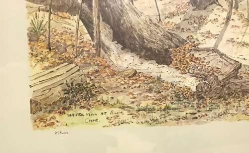 ERIC JUDD `WATER MILL at ELIM` SIGNED PRINT in PENCIL SOUTH AFRICAN ARTIST.