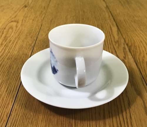 COFFEE DUO DEMITASSE DELFT BLAUW HANDPAINTED TER STEEGE BV HOLLAND EsPRESSO Cappuccino! WINDMILL.