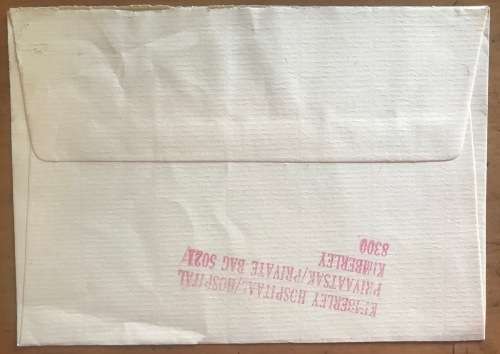 KIMBERLEY MEDICAL HOSPITAL PROVINCIAL ADMINISTRATION of CAPE of GOOD HOPE 1989 CACHET SOUTH AFRICA.