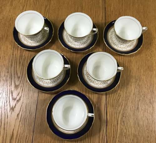 ROYAL WORCESTER ENGLAND 6 x DEMITASSE COFFEE Cups and Saucers REGENCY PATTERN EXPRESSO 1950 SCARCE!