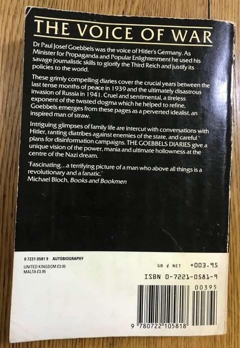 THE GOEBBELS DIARIES 1939-41 THE HISTORIC JOURNAL of a NAZI WAR LEADER EDITED by FRED TAYLOR 1983