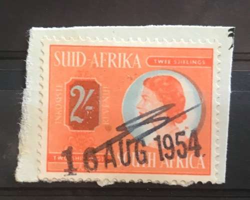 REVENUE STAMPS selection of 3 pcs QEII UNION of SOUTH AFRICA Queen Elizabeth II - 3d + 2/- x 2.