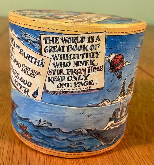 TRAVELLER`S WORLD GLOBE IN A BOX 1st CLASS TRAVEL CONTAINER 2 parts NO GLOBE INSIDE