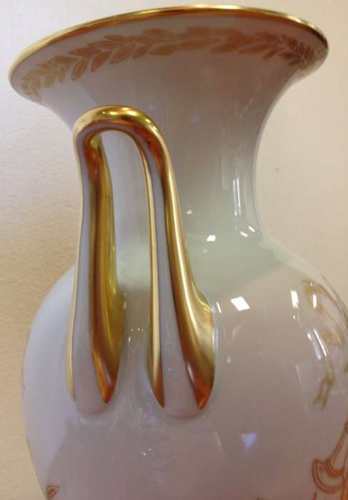 VASE URN HUTSCHENREUTHER GERMANY AMPHORA LARGE 395mm high GILT HANDLES HARP FLUTE MUSIC