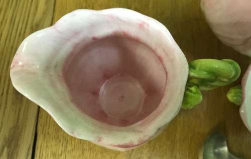 PINK LILY shaped TEAPOT - MILK - LIDDED SUGAR & PLATED SPOON - STUNNING!!!!! Read Notes.......