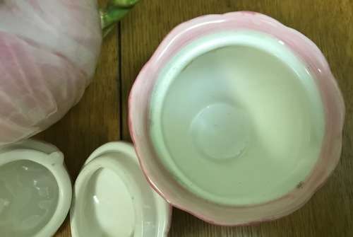 PINK LILY shaped TEAPOT - MILK - LIDDED SUGAR & PLATED SPOON - STUNNING!!!!! Read Notes.......