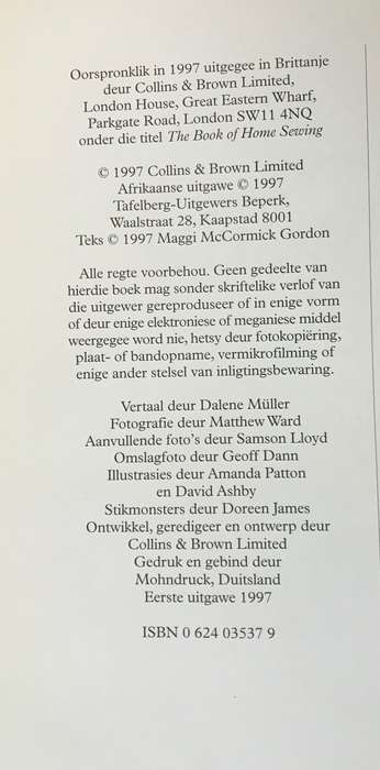 DIE GROOT NAALDWERK-BOEK - MAGGI MCCORMICK GORDON 1997 - HOME SEWING.