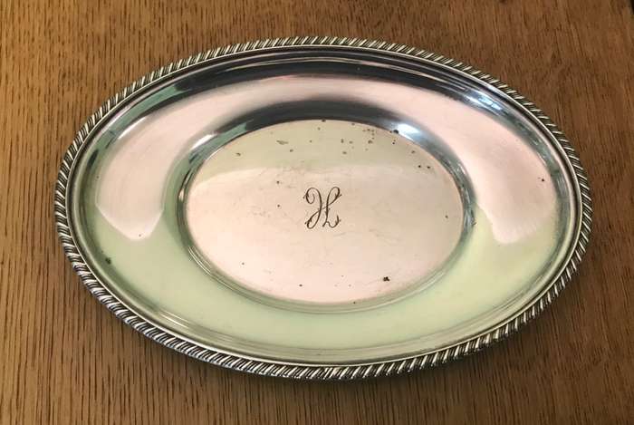 MAPPIN & WEBB small PLATTER - EPNS ELECTRO-PLATED NICKEL SILVER - Made in England. Monogrammed.
