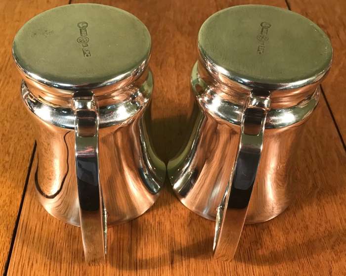 SILVER PLATED COPPER A1 BEER MUGS x 2, presented by LIONS CLUB NORTON, STUNNING QUALITY!!!