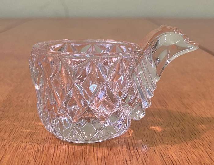 SMALL GLASS BOWL with a bird head Handle!!! Stunning!!