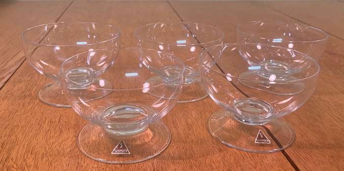 SUSSMUTH CRYSTAL DESSERT BOWLS x 5 - RARE!!! Labelled. STUNNING!!! SUPER THIN!!! GERMAN.