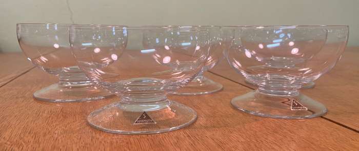 SUSSMUTH CRYSTAL DESSERT BOWLS x 5 - RARE!!! Labelled. STUNNING!!! SUPER THIN!!! GERMAN.