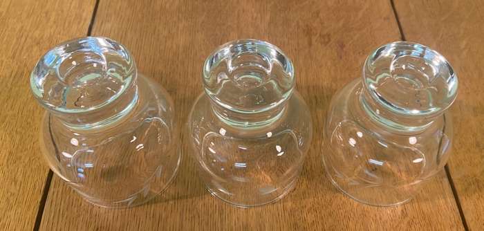 3 x small Footed Drinking Glasses  - Tumbler - Goblet - Wheat pattern.