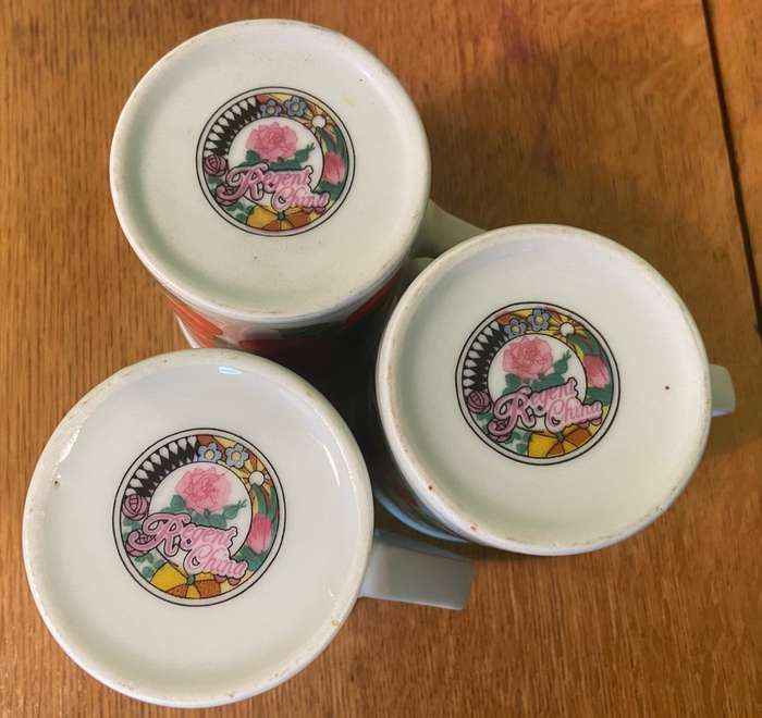 MUGS x 3 - PORCELAIN - TEA COFFEE - REGENT CHINA -  FRUIT - CHERRIES - ORANGES - STRAWBERRIES