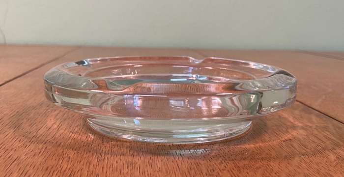 SOLID GLASS ASHTRAY - HEAVY - THICK - SMOKERS - CIGARETTE - CIGAR.