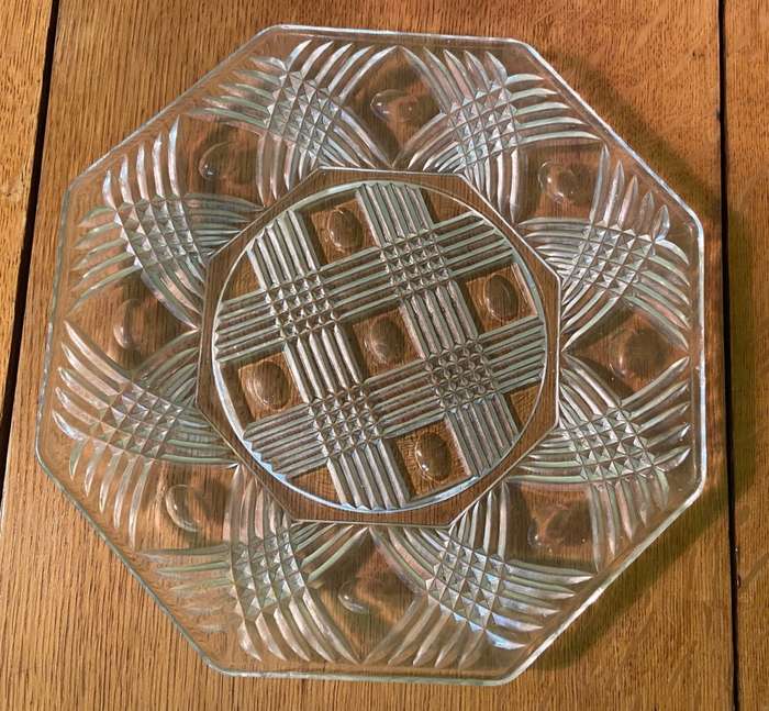 Glass Serving Plate Platter - Octagonal - 8 Side - Notes included