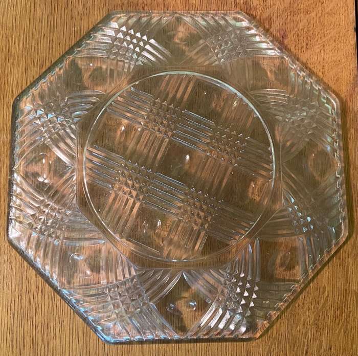Glass Serving Plate Platter - Octagonal - 8 Side - Notes included
