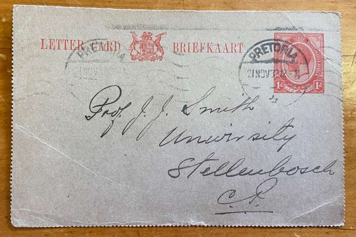 LETTER CARD BRIEFKAART  PREPAID 1d KGV UNION of SOUTH AFRICA 1933 PRETORIA TRANSVAAL