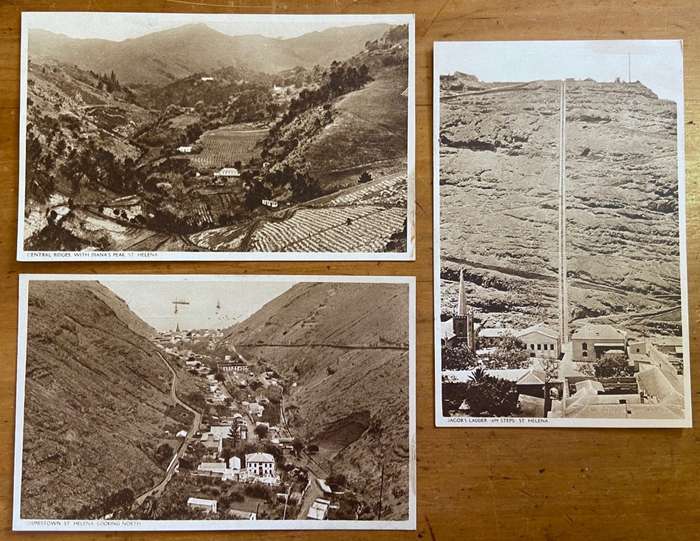 POSTCARDS POST CARDS x 3 - St. HELENA SEPIA "PHARMACY" "JACOBS LADDER" JAMESTOWN DIANA'S PEAK scarce