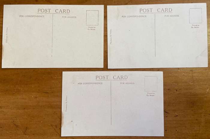 POSTCARDS POST CARDS x 3 - St. HELENA SEPIA "PHARMACY" "JACOBS LADDER" JAMESTOWN DIANA'S PEAK scarce