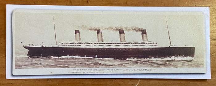 R.M.S. TITANIC NATIONAL GEOGRAPHIC BOOKMARK - Image of Period Postcard of SHIP that sank in 1912.