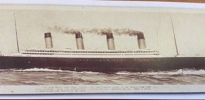 R.M.S. TITANIC NATIONAL GEOGRAPHIC BOOKMARK - Image of Period Postcard of SHIP that sank in 1912.