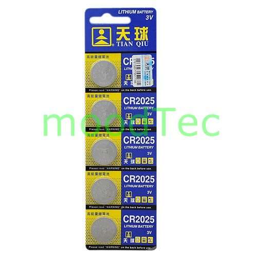 5 x Lithium CR2025 Coin Cell 3V Batteries