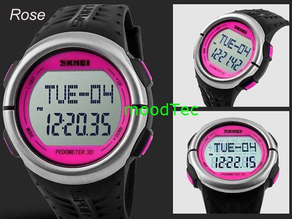 SKMEI Men's Waterproof Outdoor Sports Pedometer Heart Rate Electronic Watch - Pink
