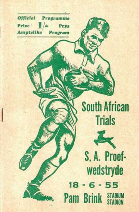 AMPTELIKE PROGRAM. SPRINGBOK PROEFWEDSTRYDE. Pam Brink Stadion.18 Jun 1955. Springbok Rugby.