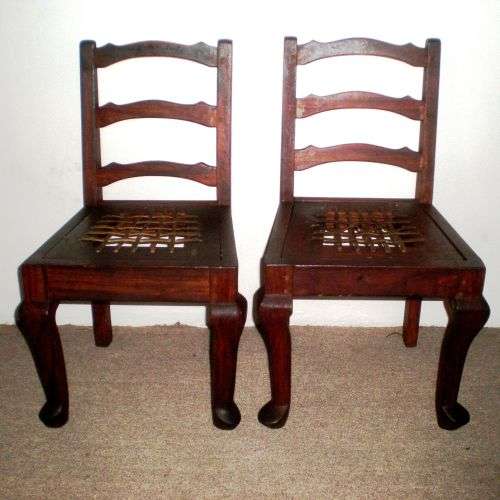 2 ANTIQUE TODDLER OR MINIATURE RIEMPIE CHAIRS IN TAMBOTIE.