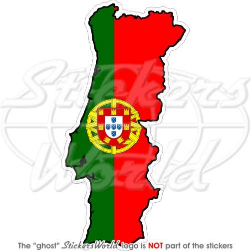 PORTUGAL Portuguese Map-Flag Vinyl Bumper Sticker, Decal