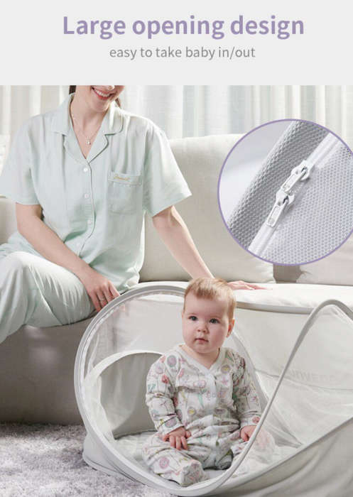 Baby Bed Tent Crib Mattress Portable Foldable Mosquito Net - Blue Puppy