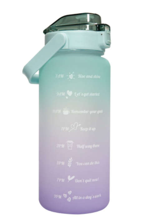 Water Bottle with Motivational Time Markers - 2L - LILAC PURPLE