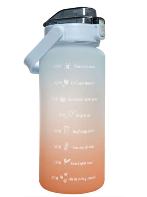 Water Bottle with Motivational Time Markers - 2L - LILAC PURPLE