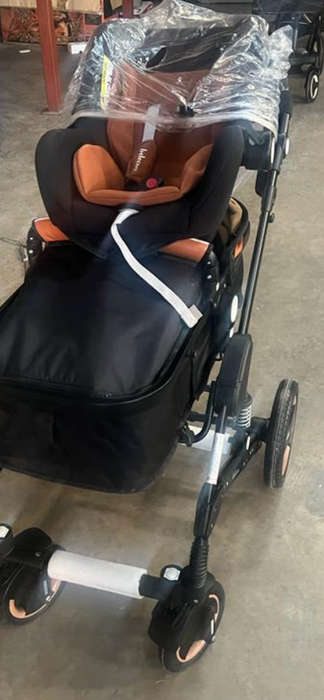 Belecoo 3 in 1 Baby Stroller Pram With Car Seat - Brown and Black