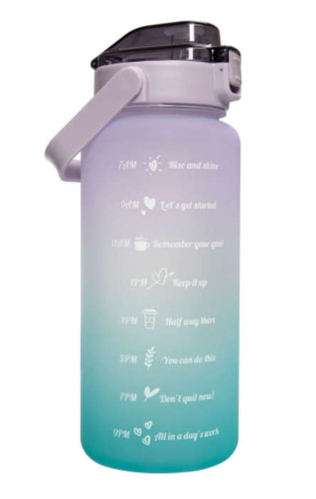 Water Bottle with Motivational Time Markers - 2L