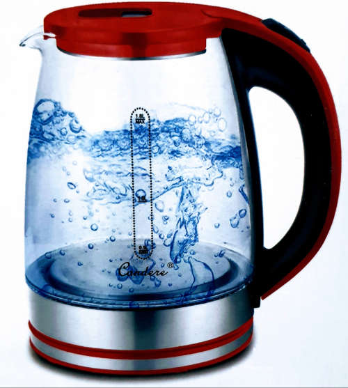 Condere Cordless Electric Glass Kettle 2 Litre Stainless Steel Base