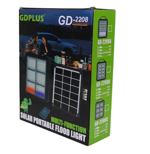 Solar Projector GD Plus 2208 SMD With 200 LEDs 300W Battery 14000mAh 4 Types Of Lighting Flood Light