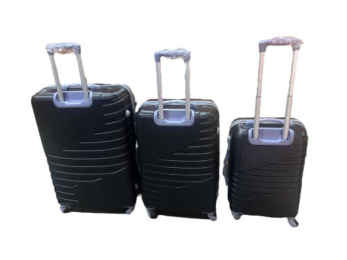 Fancy Design Hard Outer Shell Travel Luggage Set - 3 Piece - Black - Premium Quality Brand