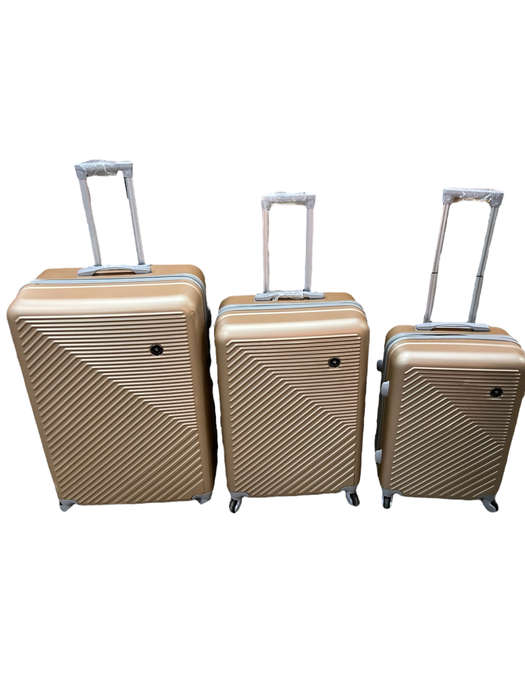 Latest Fashion Fancy Design High Quality Hard Outer Shell 3 in 1 Travel Luggage Set - Golden Demo